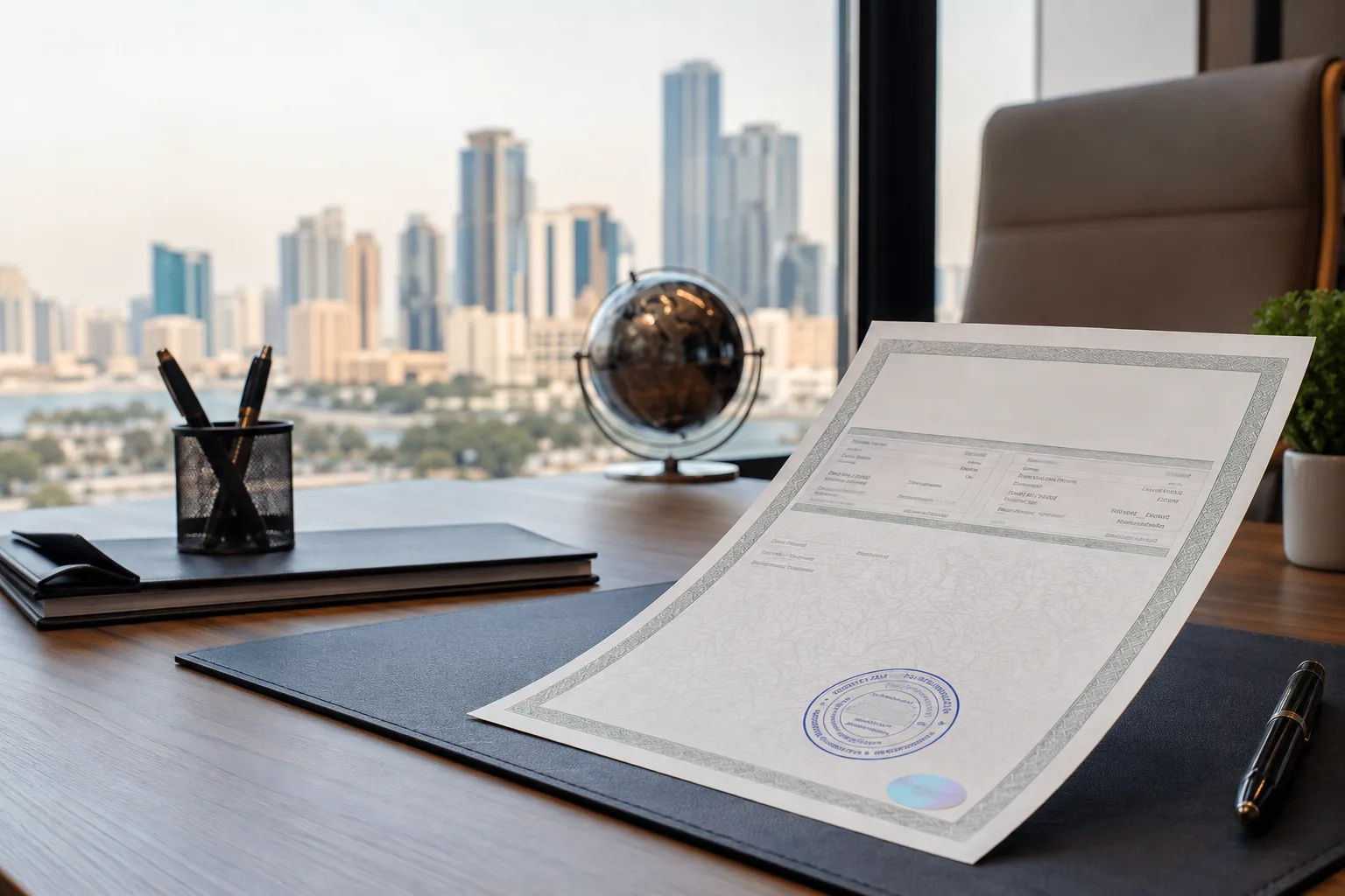 An Ajman DED trade licence document with approval stamp