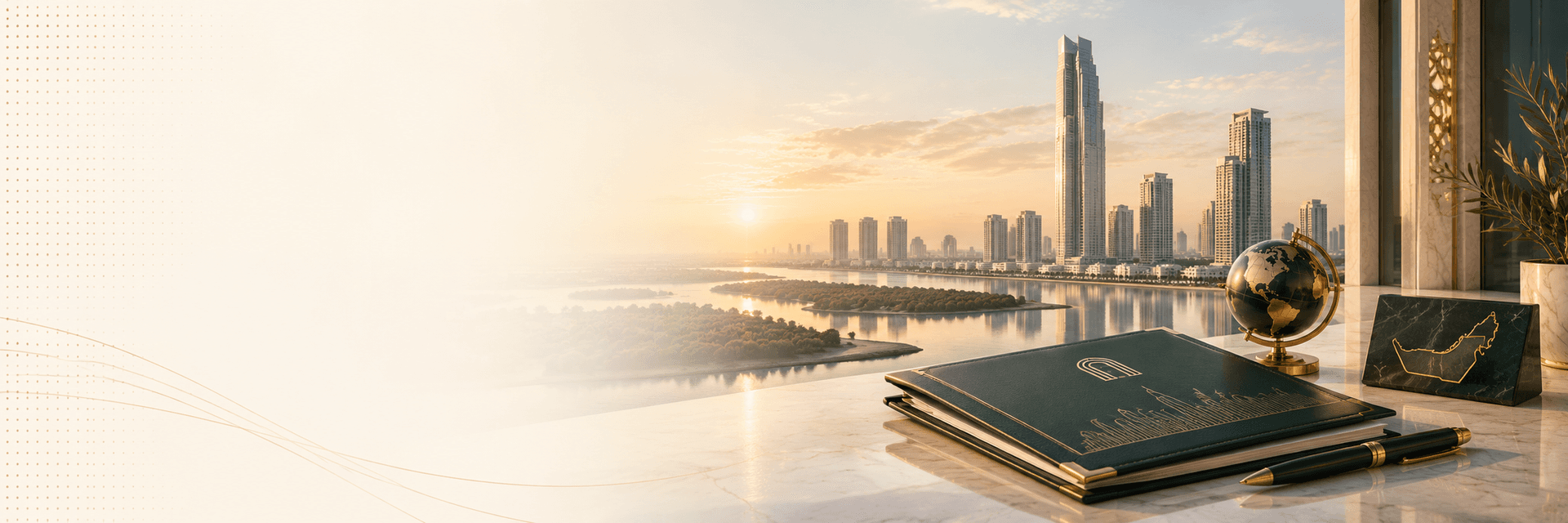Ajman waterfront with UAE business licence documents