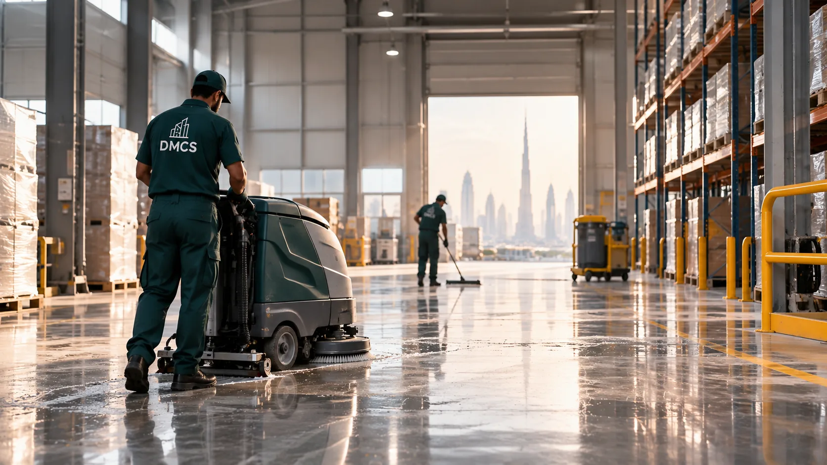 Industrial cleaning in a Dubai warehouse