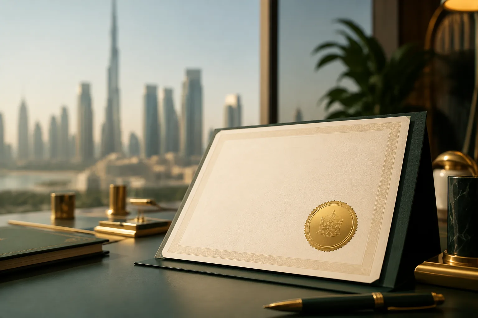 DET trade license document with an official approval seal