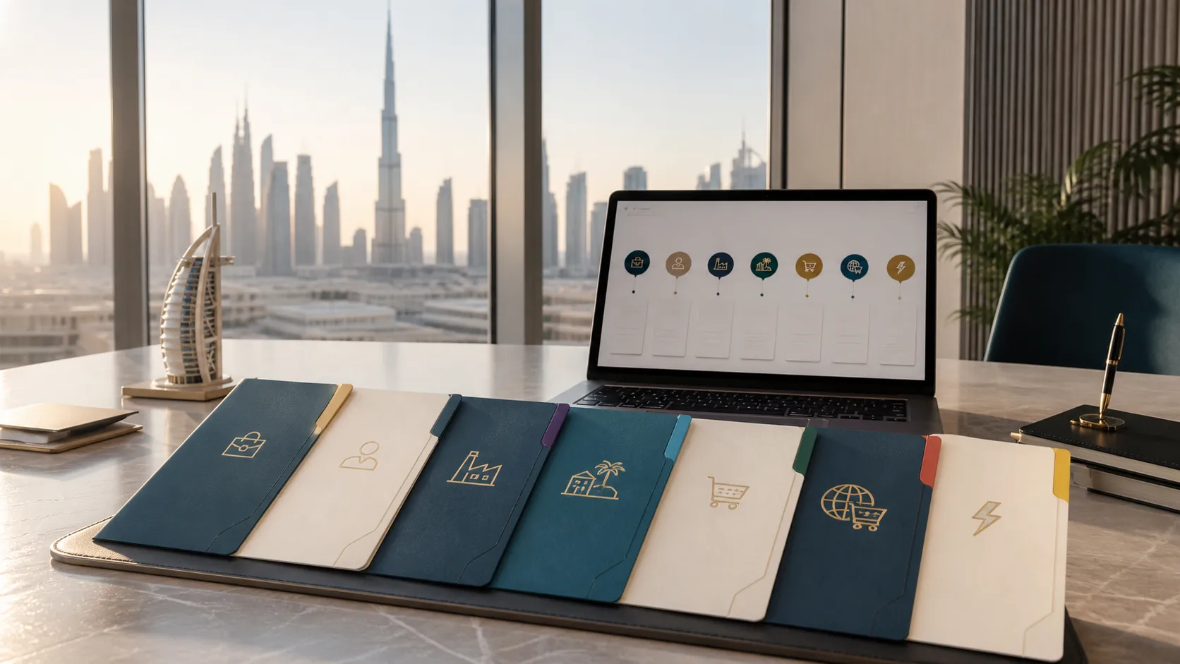 A Dubai DET trade license document with an official approval stamp