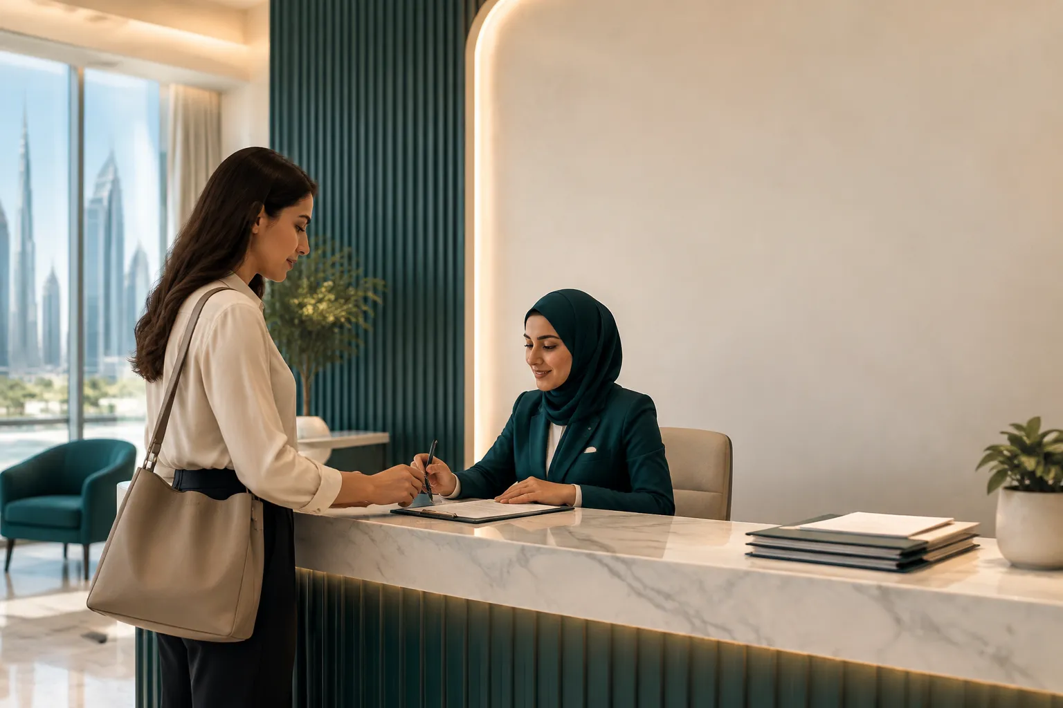 A clinic reception desk