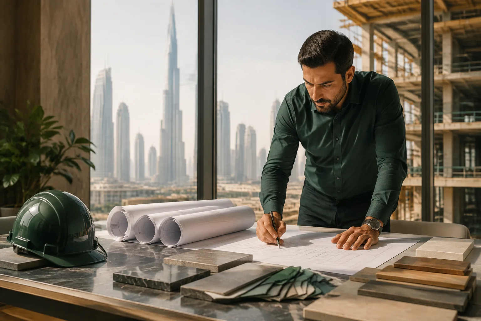 Construction planning materials for a Dubai contracting project