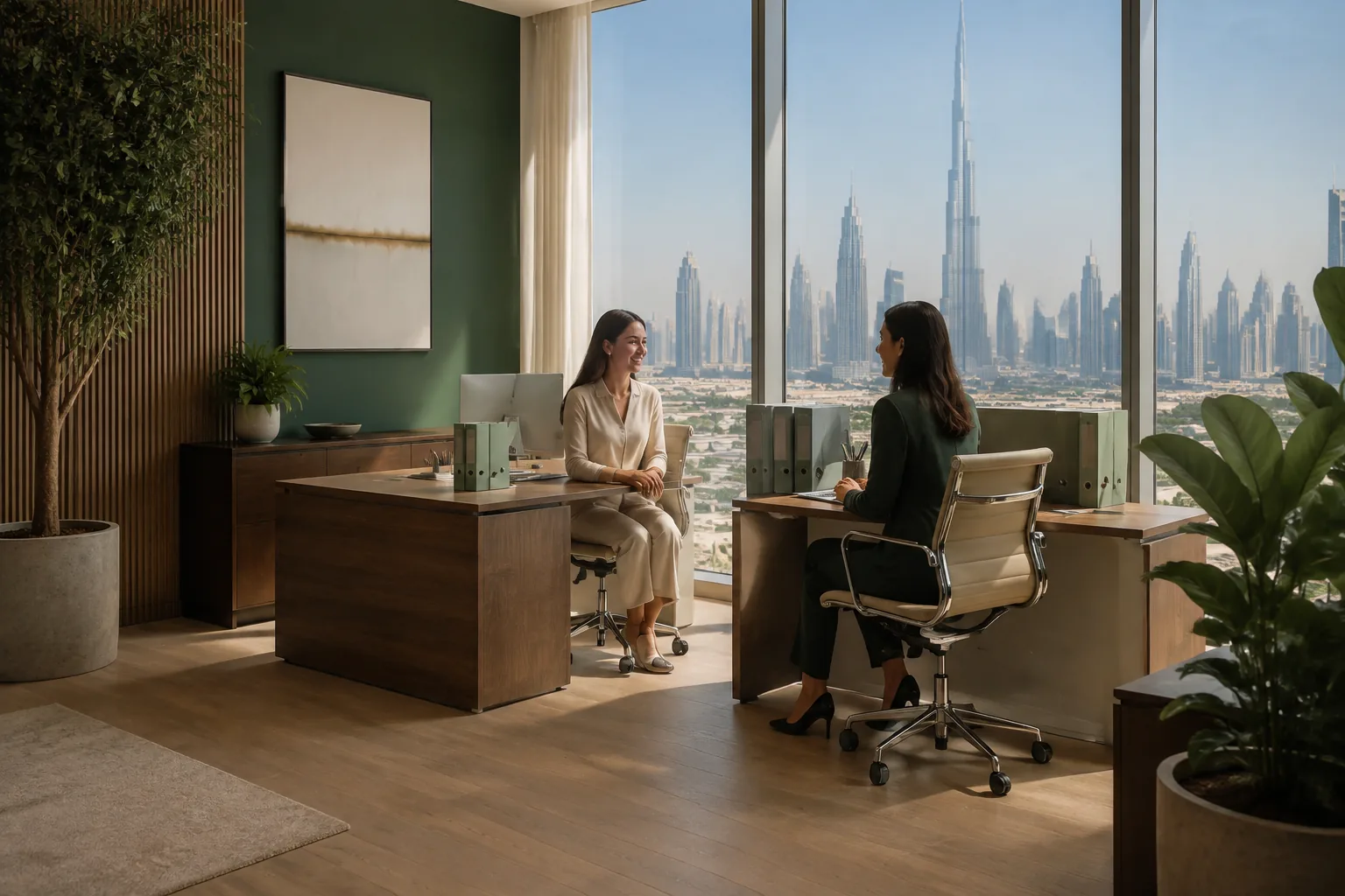 A Dubai office workspace representing a business that needs staff