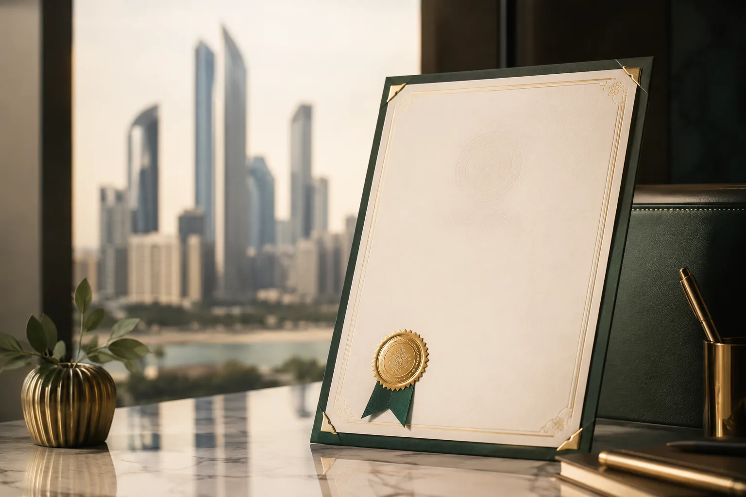 ADDED trade license document with an official approval seal