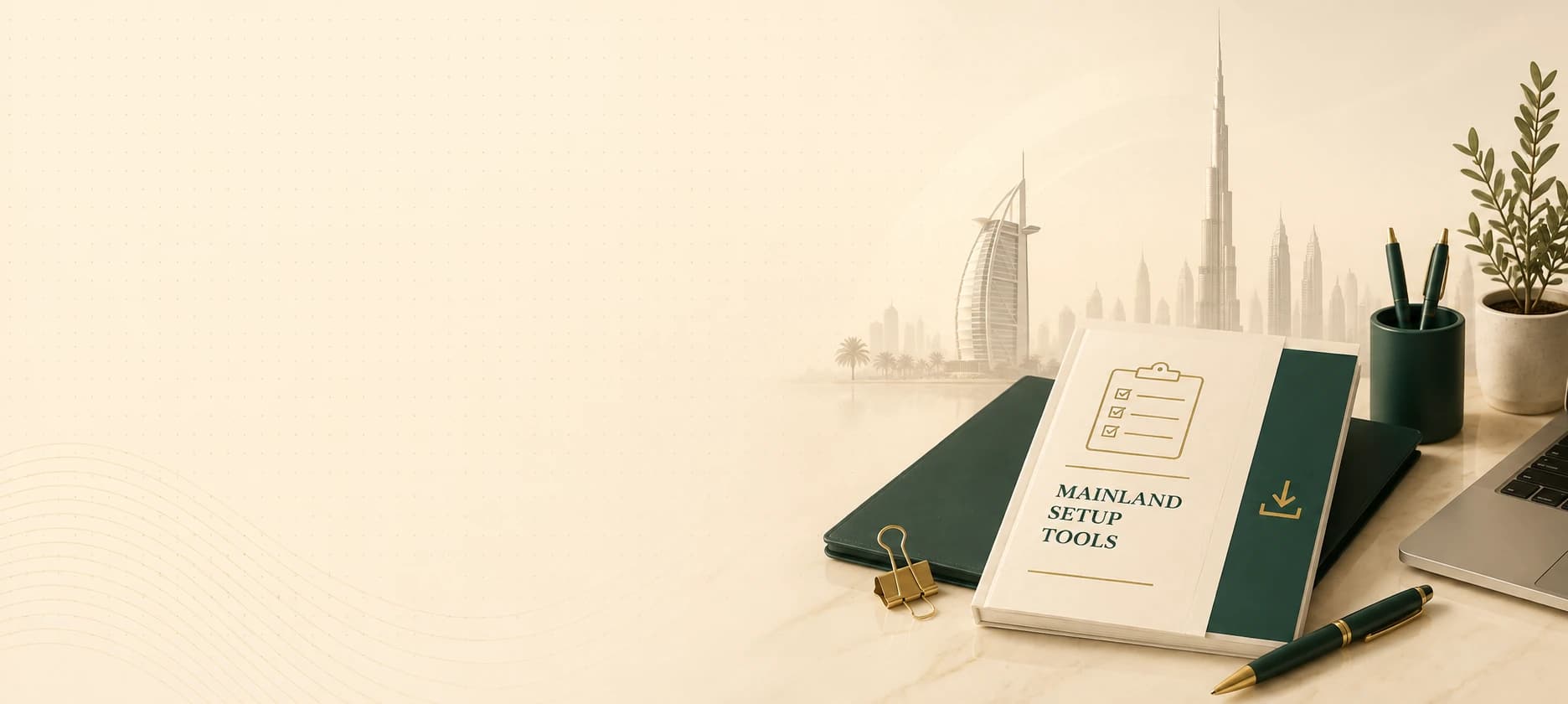 Illustration representing downloadable Dubai mainland setup tools