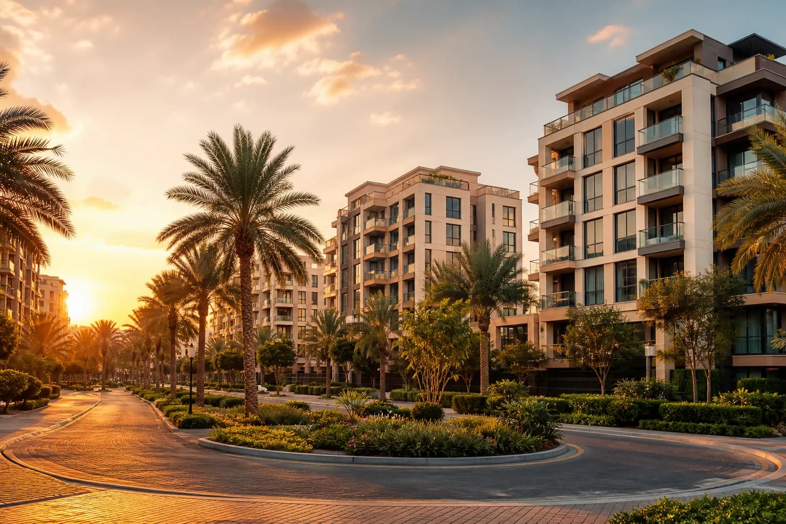 Jumeirah Village Circle residential streets in Dubai