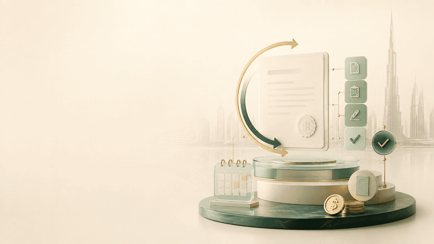 Illustration representing Dubai trade licence renewal