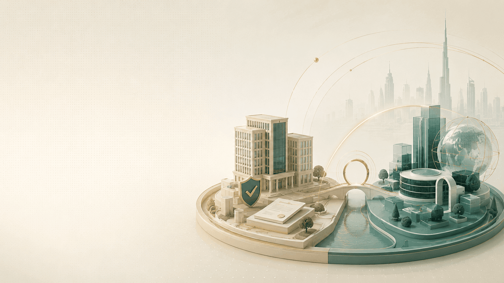Illustration comparing Dubai mainland and free zone company setup