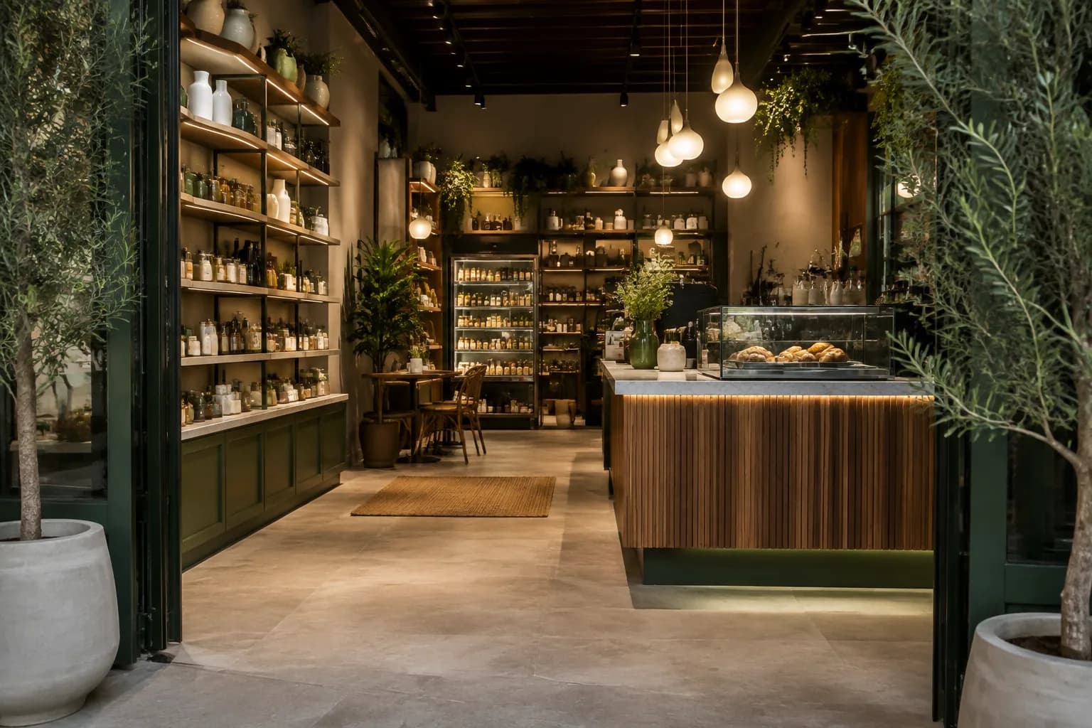 A welcoming Dubai retail shop and cafe storefront interior